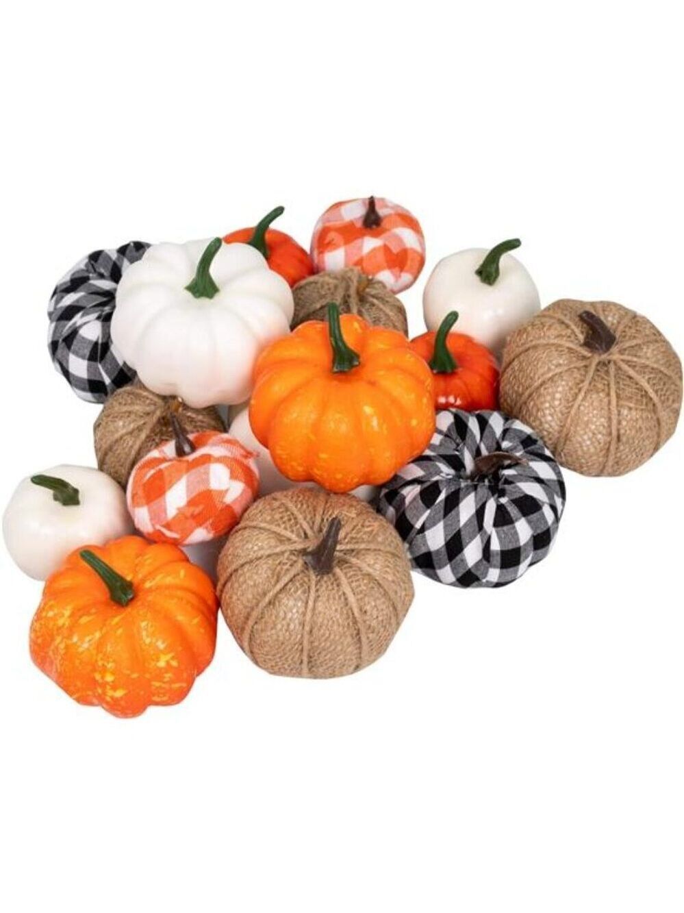 Artificial Pumpkin Set 16 PCS Fall Decor Faux Foam Harvest Halloween Thanksgivin